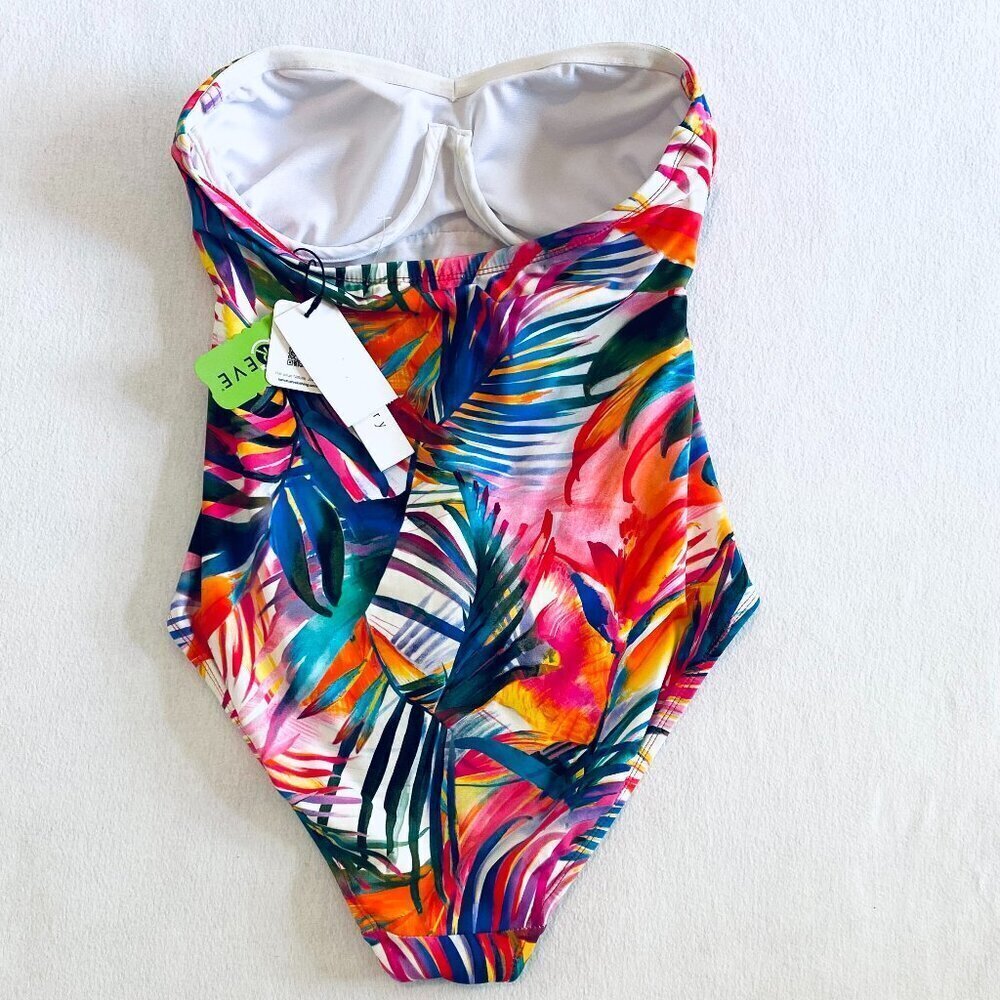 NWT bandeau 1-piece swimsuit 6 tropical colorful - Picture 7 of 12